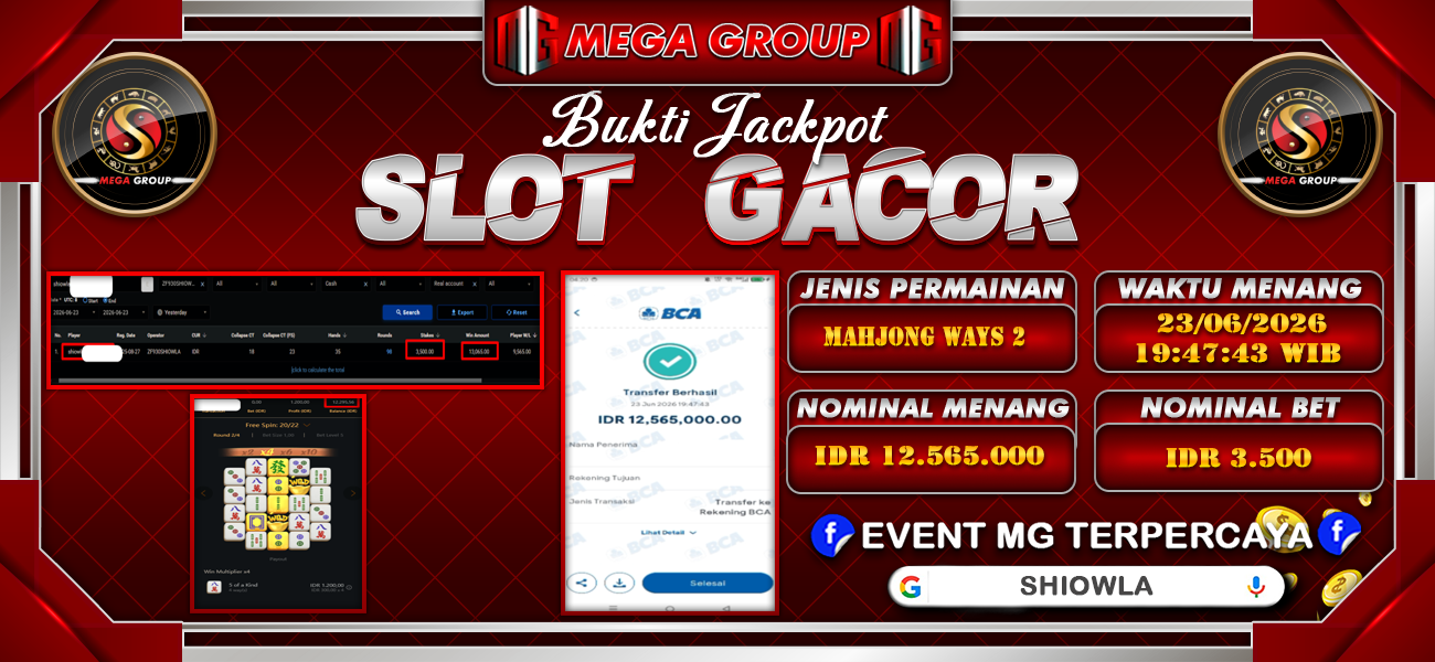 Bukti JP situs Shiowla hari Selasa, 23 Juni 2026
